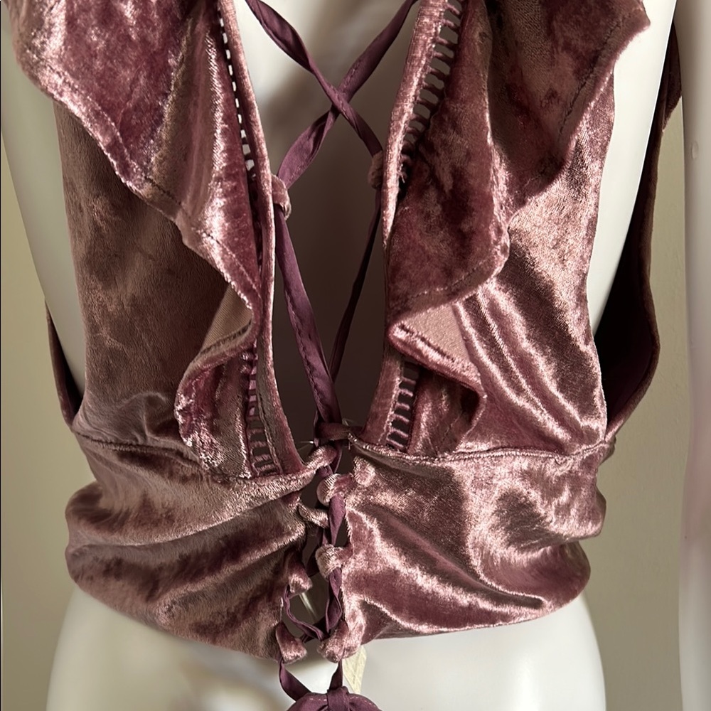 Free People, Women’s Size Large Lilac Velvet Lillian Lace Up Tank - Picture 7 of 10